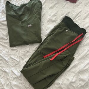 Women’s dark olive figs scrubs set